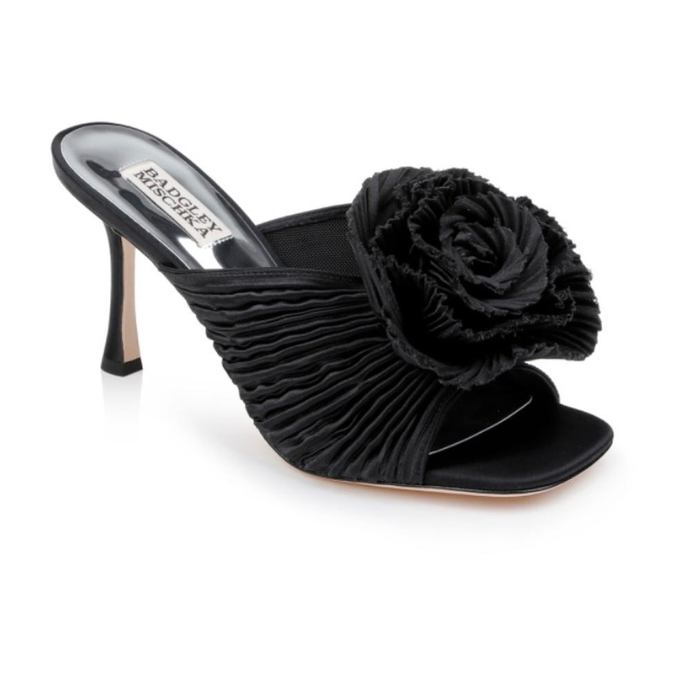 Badgley Mischka Black Floral Heels - Picture 2 of 8